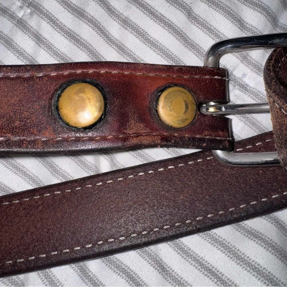 Bianchi vintage Leather Belt Brown Distressed Made in USA Men's #827 size 38